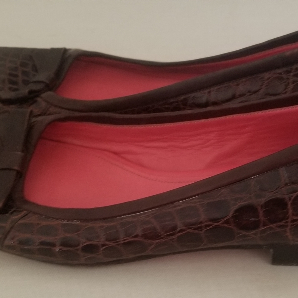 Judith Lieber Alligator Square Toe Flats